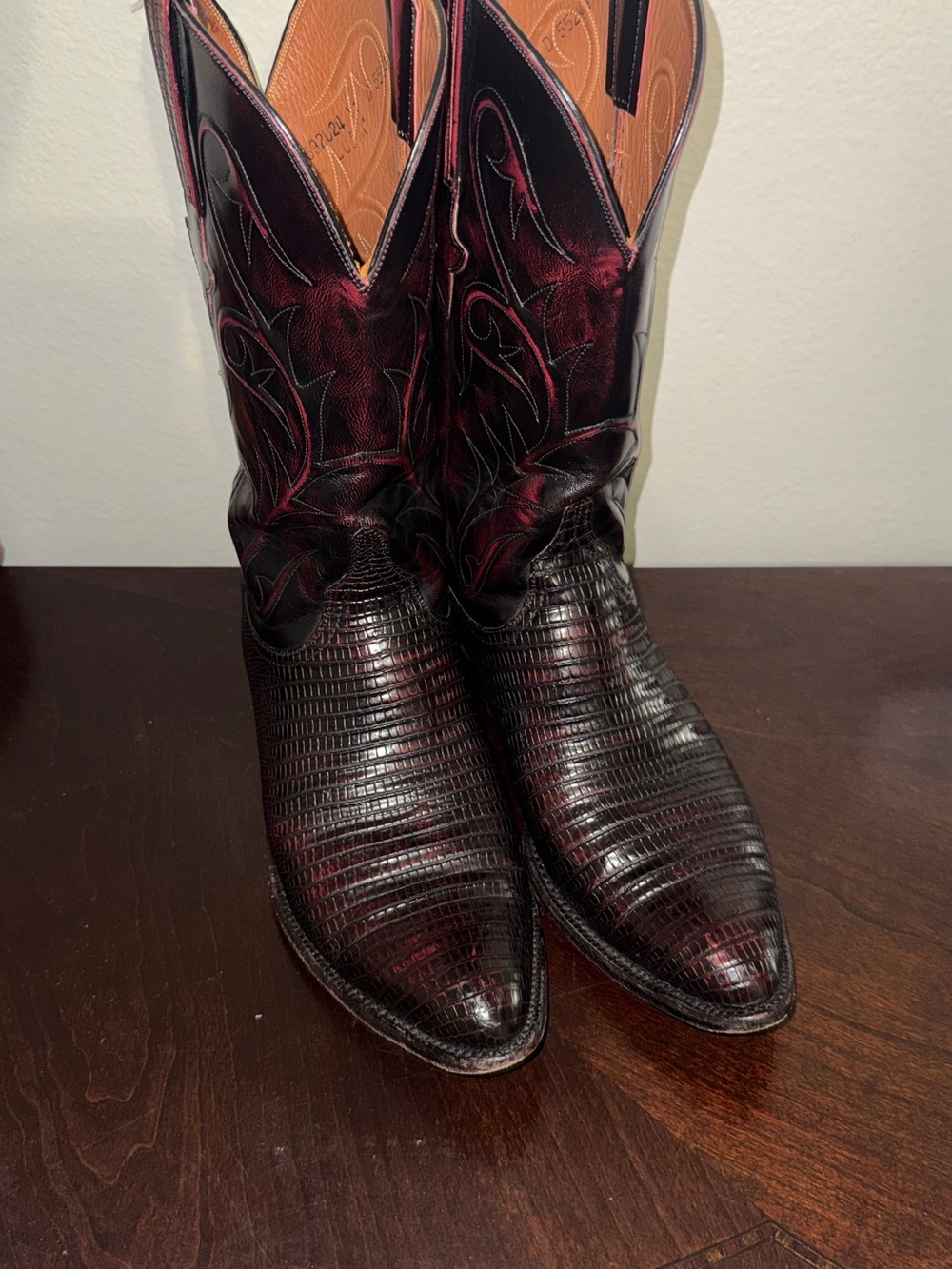 Lucchese Black Cherry Teju lizard boots - Men’s 11D